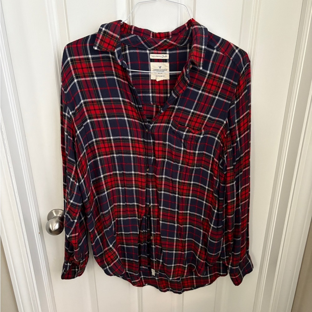 American Eagle Boyfriend Fit Ah-amazingly Soft Oversized Flannel Women’s Large